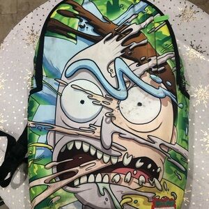 Sold out Rick and Morty Sprayground Green and Blue Dynamic backpack